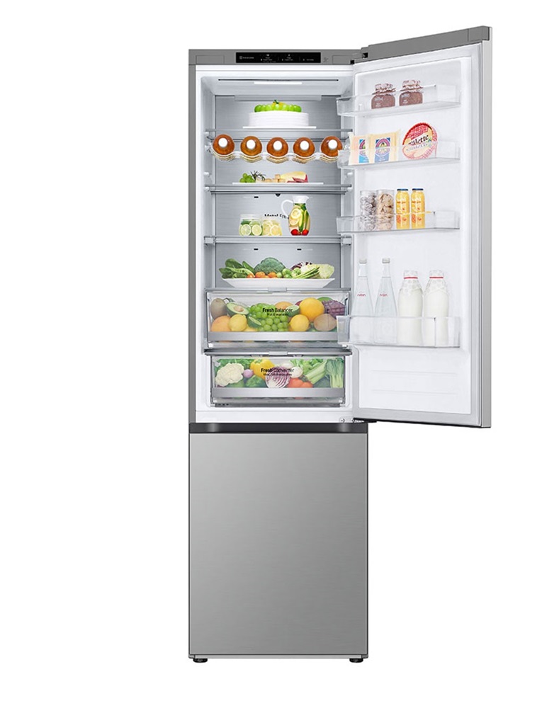 LG GBV7280DPY hamvasezüst, alulfagyasztós, Hűtő:277L, Fagyasztó:110L, DoorCooling + LINEAR Cooling hűtőszekrény
