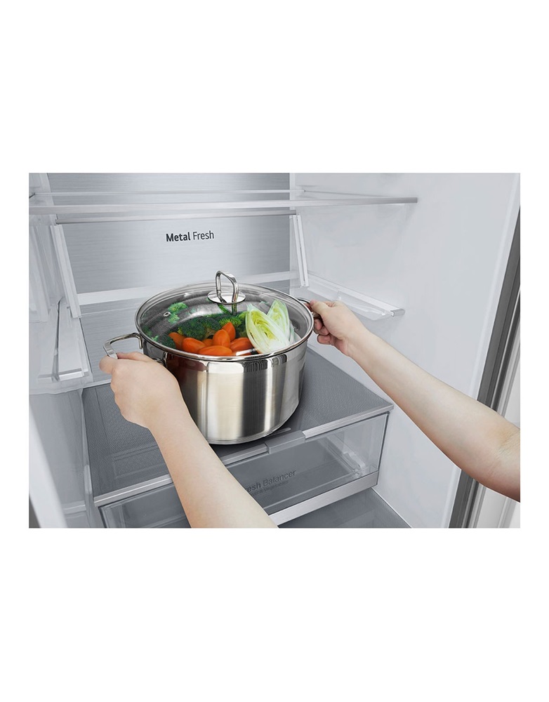 LG GBV7280DPY hamvasezüst, alulfagyasztós, Hűtő:277L, Fagyasztó:110L, DoorCooling + LINEAR Cooling hűtőszekrény