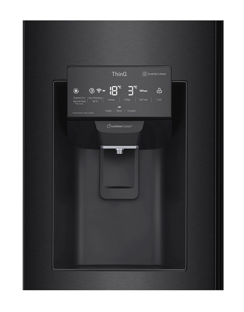 LG GMX844MC6F fekete, Side-by-Side, Hűtő:288L, Fagyasztó:220L, No frost hűtőszekrény