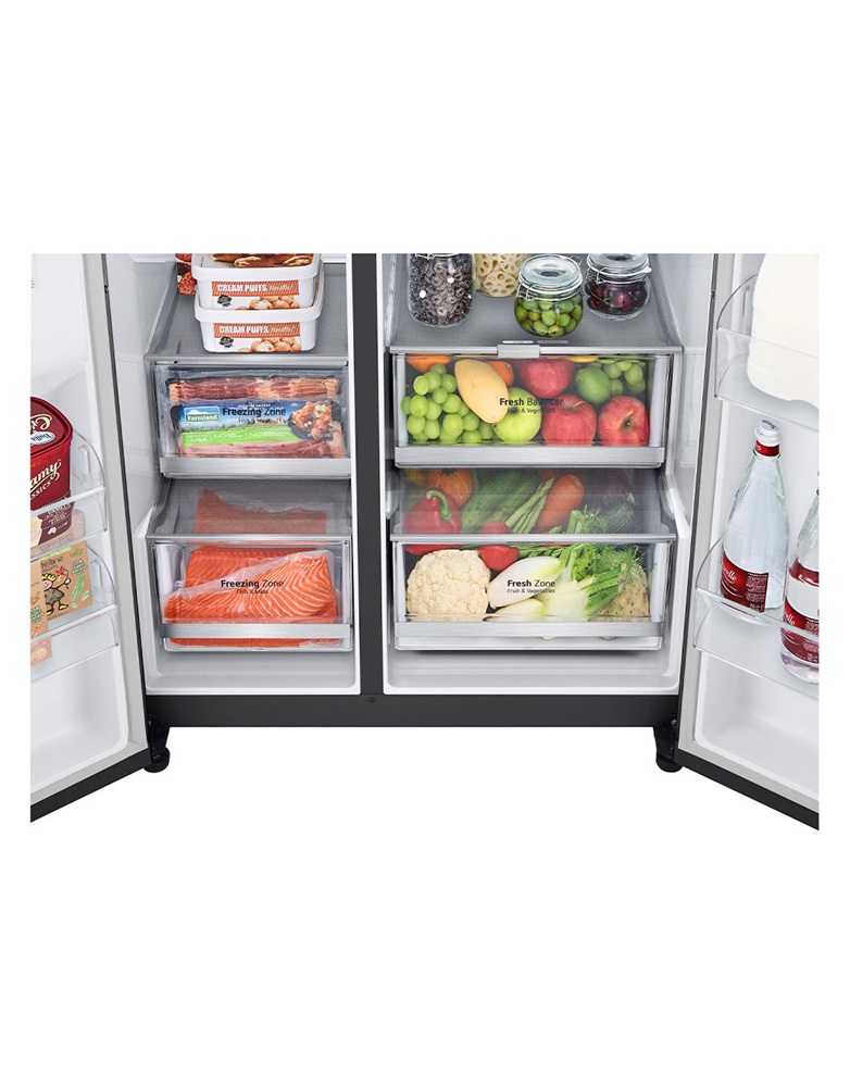LG GSXV90MCDE fekete, Side-by-Side, Hűtő:416L, Fagyasztó:219L, Total No frost hűtőszekrény