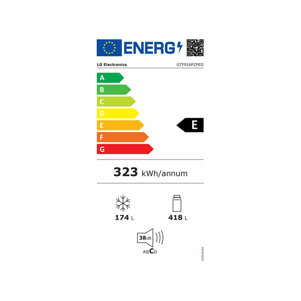 LG GTF916PZPED ezüst, felülfagyasztós, Hűtő:418L, Fagyasztó:174L, Total No frost hűtőszekrény