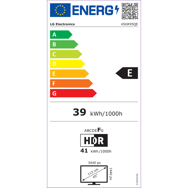 LG 45" 45GR95QE-B UWQHD 240Hz HDMI/DP/USB OLED gamer monitor