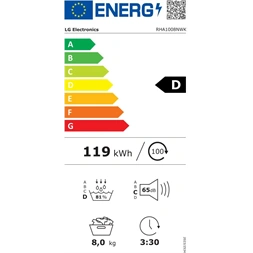 LG RHA1008NWK fehér, 8kg, hőszivattyús szárítógép