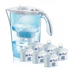 Laica J996050 6 db-os bi-flux univerzális szűrőbetét LAICA STREAM LINE fehér mechanikus vízszűrő kancsóval, ajándékszett