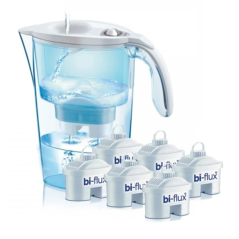 Laica J996050 6 db-os bi-flux univerzális szűrőbetét LAICA STREAM LINE fehér mechanikus vízszűrő kancsóval, ajándékszett