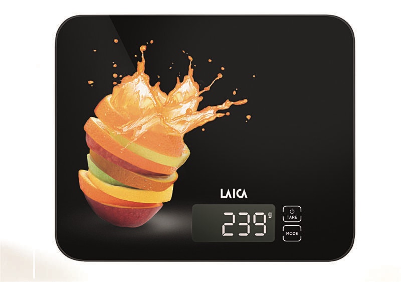 Laica KS5015L narancs mintás fekete digitális konyhai mérleg