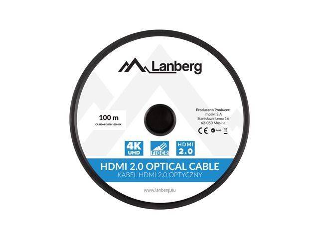 Lanberg 100m aktív optikai HDMI apa-apa fekete AOC kábel