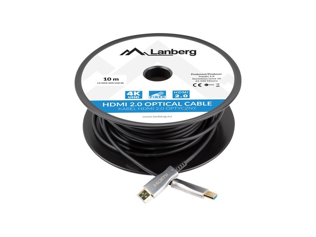 Lanberg 10m aktív optikai HDMI apa-apa fekete AOC kábel
