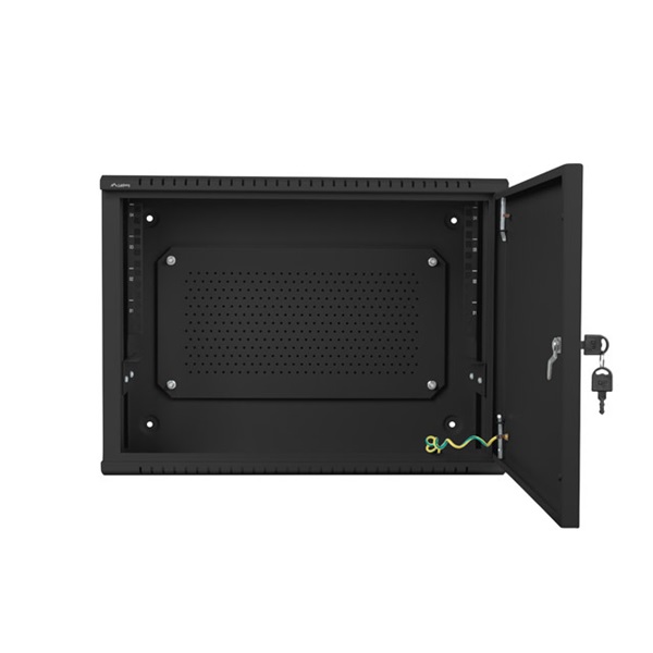 Lanberg 19" 4U+3U SZÉL:540mm MÉLY:200mm MAG:400mm fémajtós fekete fali rack szekrény