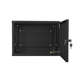 Lanberg 19" 4U+3U SZÉL:540mm MÉLY:200mm MAG:400mm fémajtós fekete fali rack szekrény
