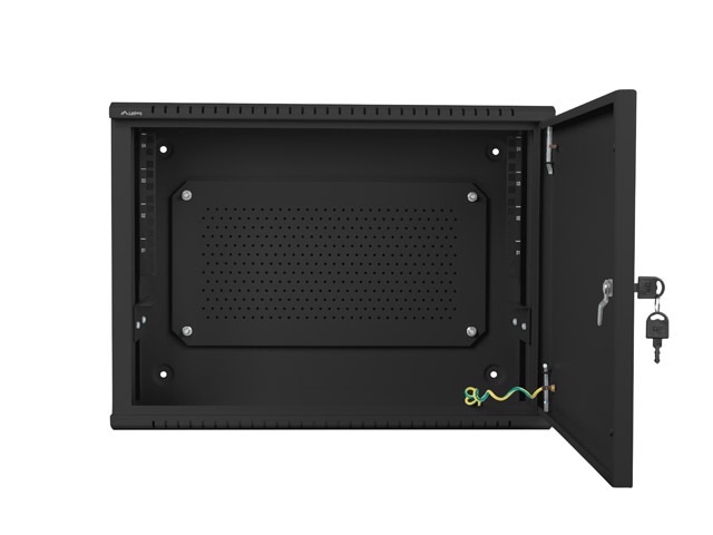 Lanberg 19" 4U+3U SZÉL:540mm MÉLY:200mm MAG:400mm fémajtós fekete fali rack szekrény