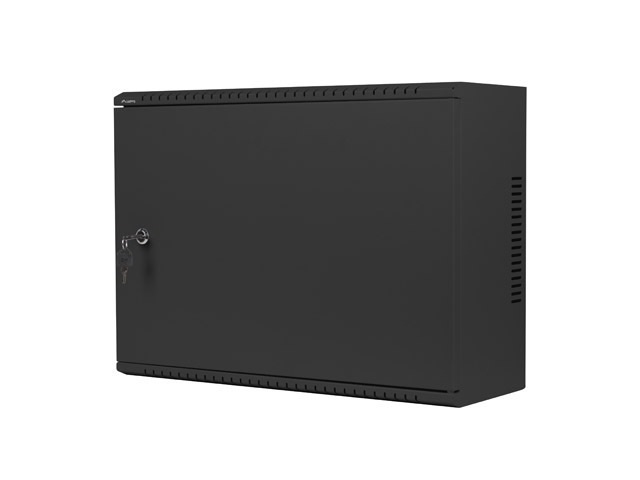 Lanberg 19" 4U+3U SZÉL:540mm MÉLY:200mm MAG:400mm fémajtós fekete fali rack szekrény