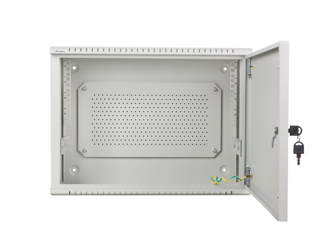Lanberg 19" 4U+3U SZÉL:540mm MÉLY:200mm MAG:400mmfémajtós szürke fali rack szekrény