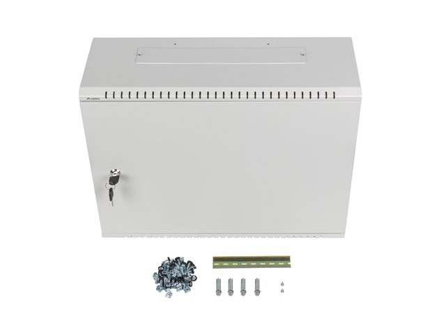 Lanberg 19" 4U+3U SZÉL:540mm MÉLY:200mm MAG:400mmfémajtós szürke fali rack szekrény