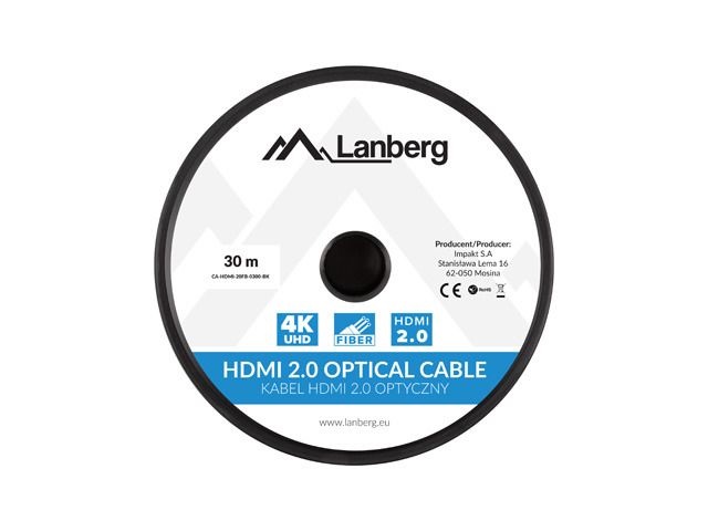 Lanberg 30m aktív optikai HDMI apa-apa fekete AOC kábel