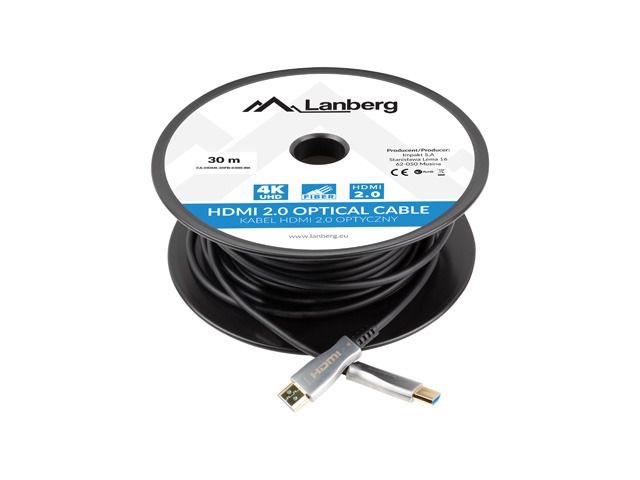 Lanberg 30m aktív optikai HDMI apa-apa fekete AOC kábel