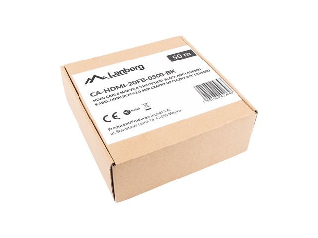 Lanberg 50m aktív optikai HDMI apa-apa fekete AOC kábel