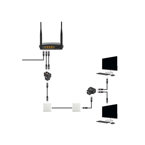 Lanberg ADS-RJ45-2RJ45-OS Árnyékolt RJ45 elosztó