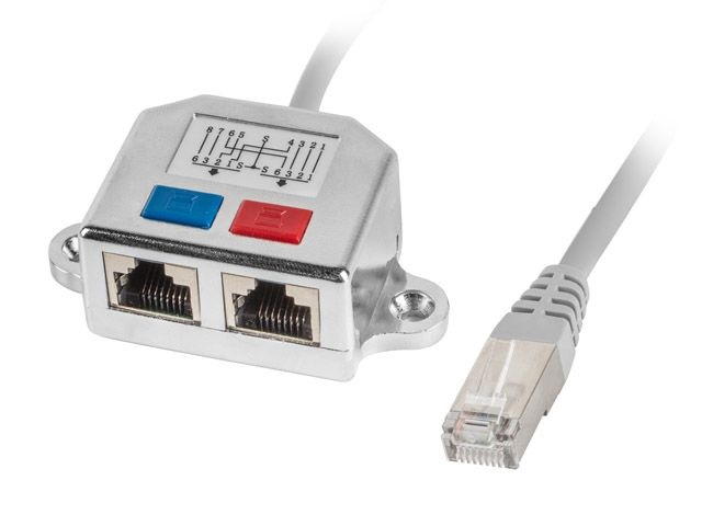 Lanberg AD-0026-S 15cm árnyékolt RJ45/RJ45 lengő Y elosztó