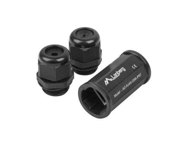 Lanberg AD-RJ45-OS6-IP67 RJ45-RJ45 Cat5e/Cat6 FTP IP67 vízálló árnyékolt fekete toldó