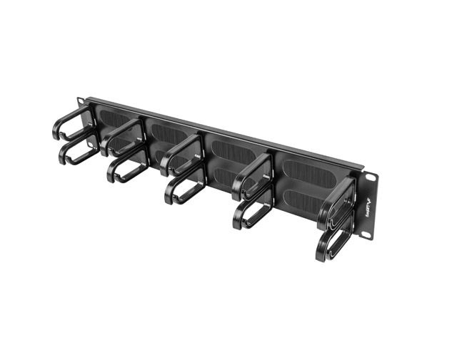 Lanberg AK-1204-B 19" 2U műanyag gyűrűs fekete kábelrendező fésűs bevezetővel