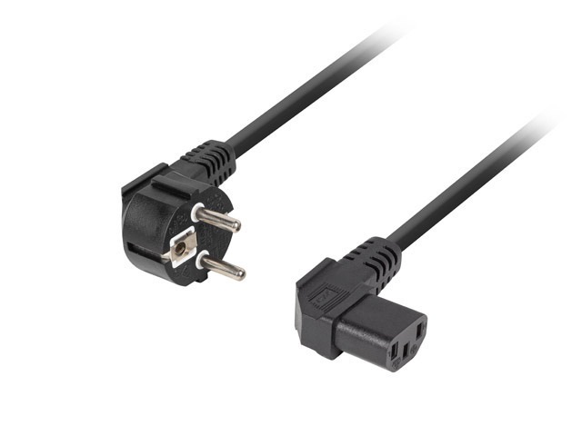 Lanberg CA-C13C-12CC-0018-BK IEC320 C13 10A 90° fekete tápkábel 1,8m