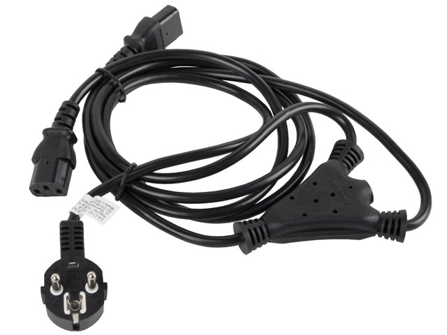Lanberg CA-C13C-13CC-0018-BK CEE 7/7->2X IEC 320 C13 VDE fekete tápkábel 2m