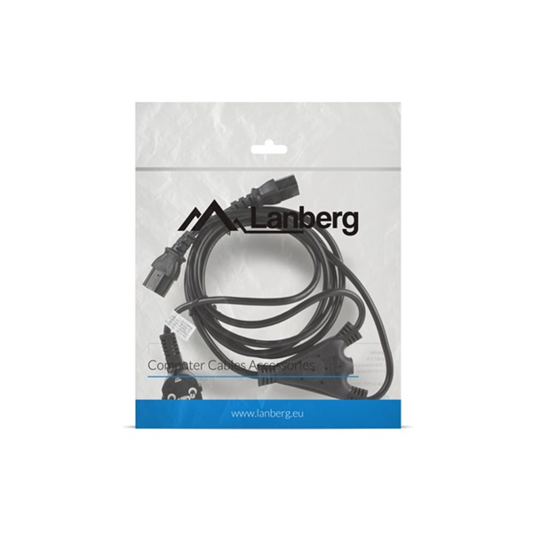 Lanberg CA-C13C-13CC-0018-BK CEE 7/7->2X IEC 320 C13 VDE fekete tápkábel 2m