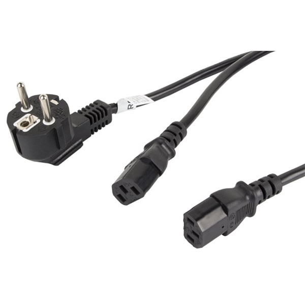 Lanberg CA-C13C-13CC-0018-BK CEE 7/7->2X IEC 320 C13 VDE fekete tápkábel 2m