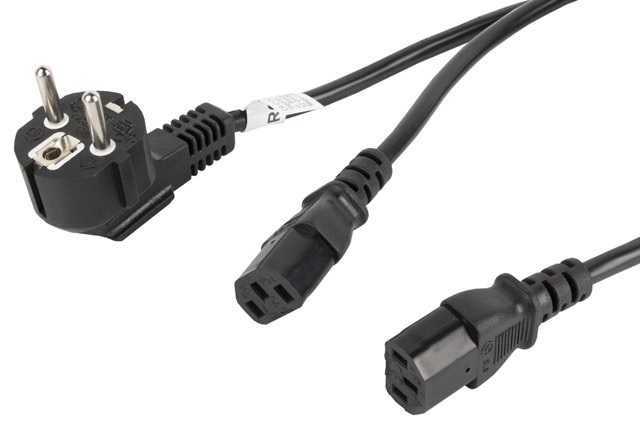 Lanberg CA-C13C-13CC-0018-BK CEE 7/7->2X IEC 320 C13 VDE fekete tápkábel 2m