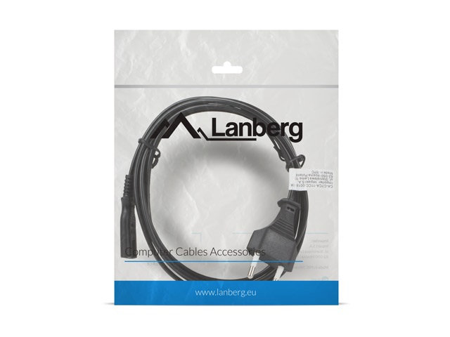 Lanberg CA-C7CA-11CC-0018-BK 320 C7 EURO 2,5A VDE fekete tápkábel 1,8m
