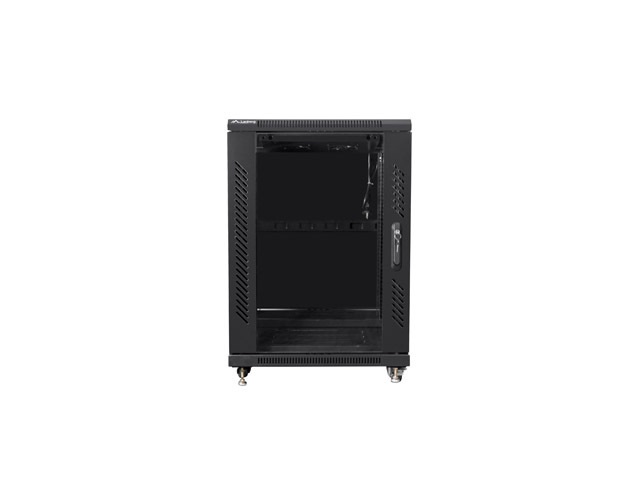 Lanberg FA01-6615-12B 15U SZÉL:600mm MÉLY:600mm MAG:848mm összeszerelt üvegajtós fekete rack szekrény