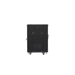 Lanberg FA01-6615-12B 15U SZÉL:600mm MÉLY:600mm MAG:848mm összeszerelt üvegajtós fekete rack szekrény