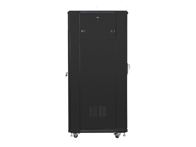 Lanberg FA01-6832-12B 32U SZÉL:600mm MÉLY:800mm MAG:1603mm összeszerelt üvegajtós fekete rack szekrény