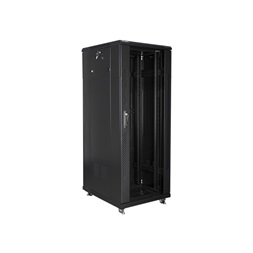 Lanberg FA01-6832-12B 32U SZÉL:600mm MÉLY:800mm MAG:1603mm összeszerelt üvegajtós fekete rack szekrény