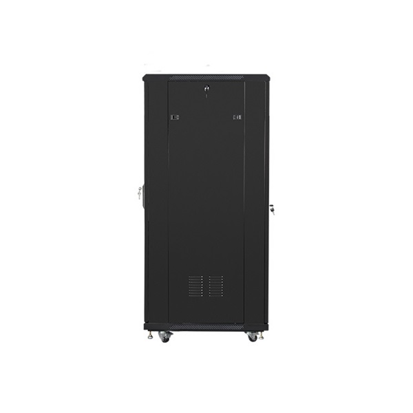 Lanberg FA01-6832-12B 32U SZÉL:600mm MÉLY:800mm MAG:1603mm összeszerelt üvegajtós fekete rack szekrény