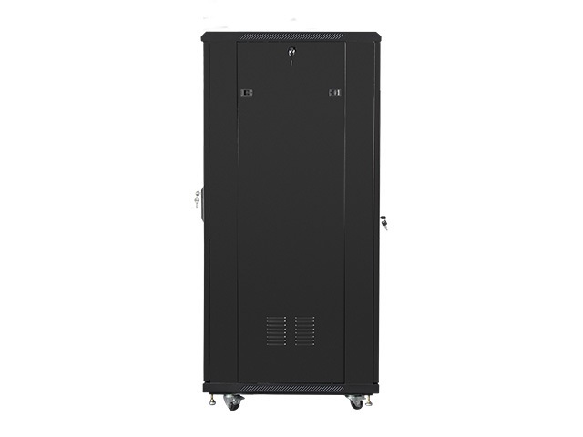 Lanberg FA01-6832-12B 32U SZÉL:600mm MÉLY:800mm MAG:1603mm összeszerelt üvegajtós fekete rack szekrény