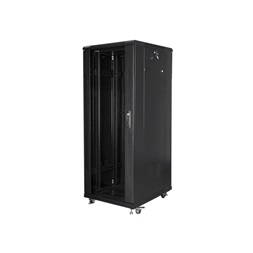 Lanberg FA01-6832-12B 32U SZÉL:600mm MÉLY:800mm MAG:1603mm összeszerelt üvegajtós fekete rack szekrény