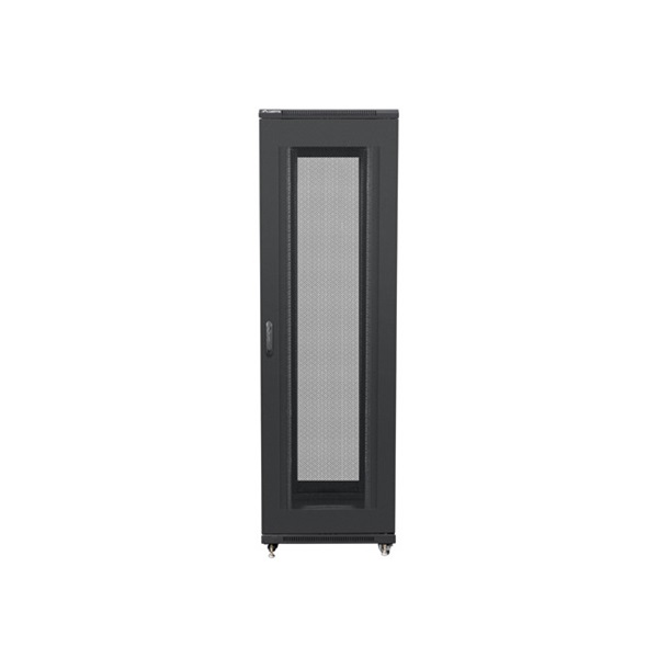 Lanberg FA01-8042-23B 19" 42U SZÉL:800mm MÉLY:1000mm MAG:2047mm összeszerelt hálós fémajtós fekete rack szekrény