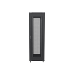 Lanberg FA01-8042-23B 19" 42U SZÉL:800mm MÉLY:1000mm MAG:2047mm összeszerelt hálós fémajtós fekete rack szekrény