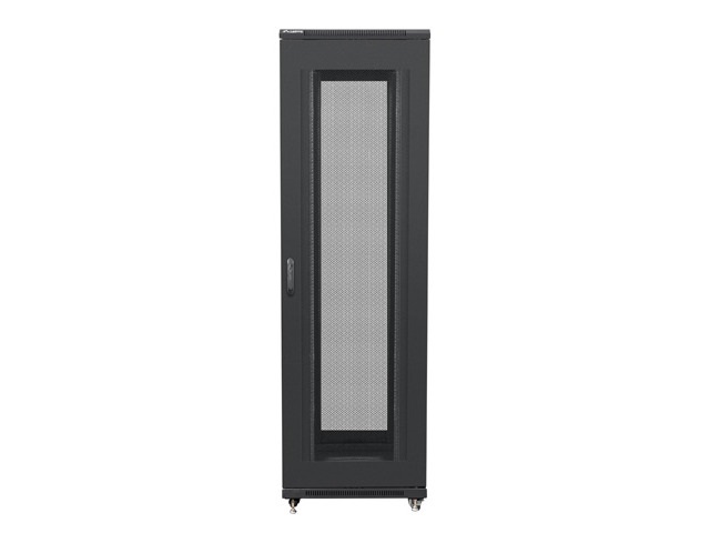Lanberg FA01-8042-23B 19" 42U SZÉL:800mm MÉLY:1000mm MAG:2047mm összeszerelt hálós fémajtós fekete rack szekrény