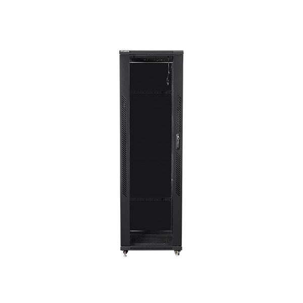 Lanberg FA01-8047-12B 47U SZÉL:800mm MÉLY:1000mm MAG:2277mm összeszerelt üvegajtós fekete rack szekrény