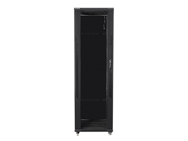 Lanberg FA01-8047-12B 47U SZÉL:800mm MÉLY:1000mm MAG:2277mm összeszerelt üvegajtós fekete rack szekrény