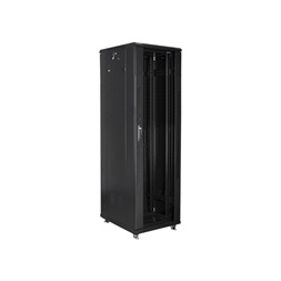 Lanberg FA01-8047-12B 47U SZÉL:800mm MÉLY:1000mm MAG:2277mm összeszerelt üvegajtós fekete rack szekrény