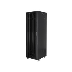 Lanberg FA01-8047-12B 47U SZÉL:800mm MÉLY:1000mm MAG:2277mm összeszerelt üvegajtós fekete rack szekrény
