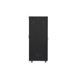 Lanberg FA01-8842-12B 42U SZÉL:800mm MÉLY:800mm MAG:2047mm összeszerelt üvegajtós fekete rack szekrény