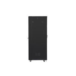 Lanberg FA01-8842-12B 42U SZÉL:800mm MÉLY:800mm MAG:2047mm összeszerelt üvegajtós fekete rack szekrény