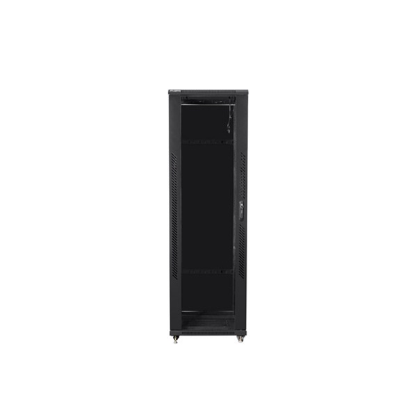 Lanberg FA01-8842-12B 42U SZÉL:800mm MÉLY:800mm MAG:2047mm összeszerelt üvegajtós fekete rack szekrény
