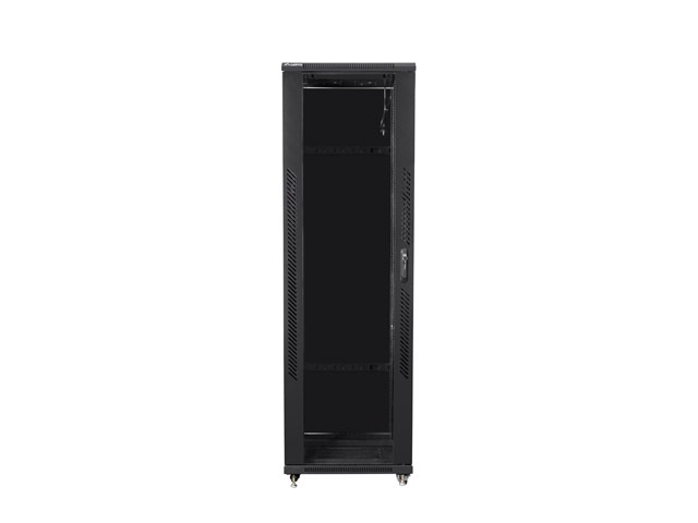 Lanberg FA01-8842-12B 42U SZÉL:800mm MÉLY:800mm MAG:2047mm összeszerelt üvegajtós fekete rack szekrény
