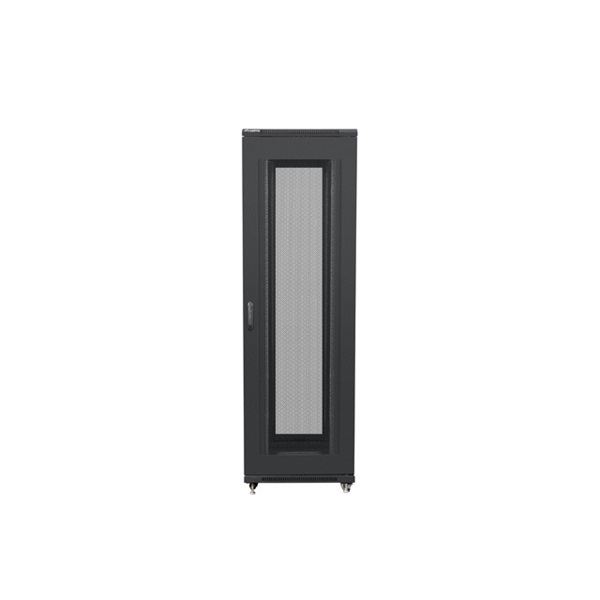 Lanberg FA01-8842-23B 19" 42U SZÉL:800mm MÉLY:800mm MAG:2047mm összeszerelt hálós fémajtós fekete rack szekrény